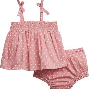 GAP pink Baby V-smock Set Smock Woven Set 6-12 months smocked